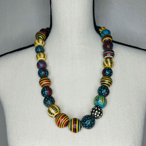 Vintage African Ghana Multicolor Bead Necklace